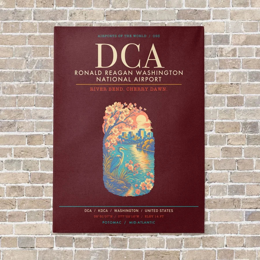 Ronald Reagan Washington National Airport DCA - Canvas Framed - Dark Red