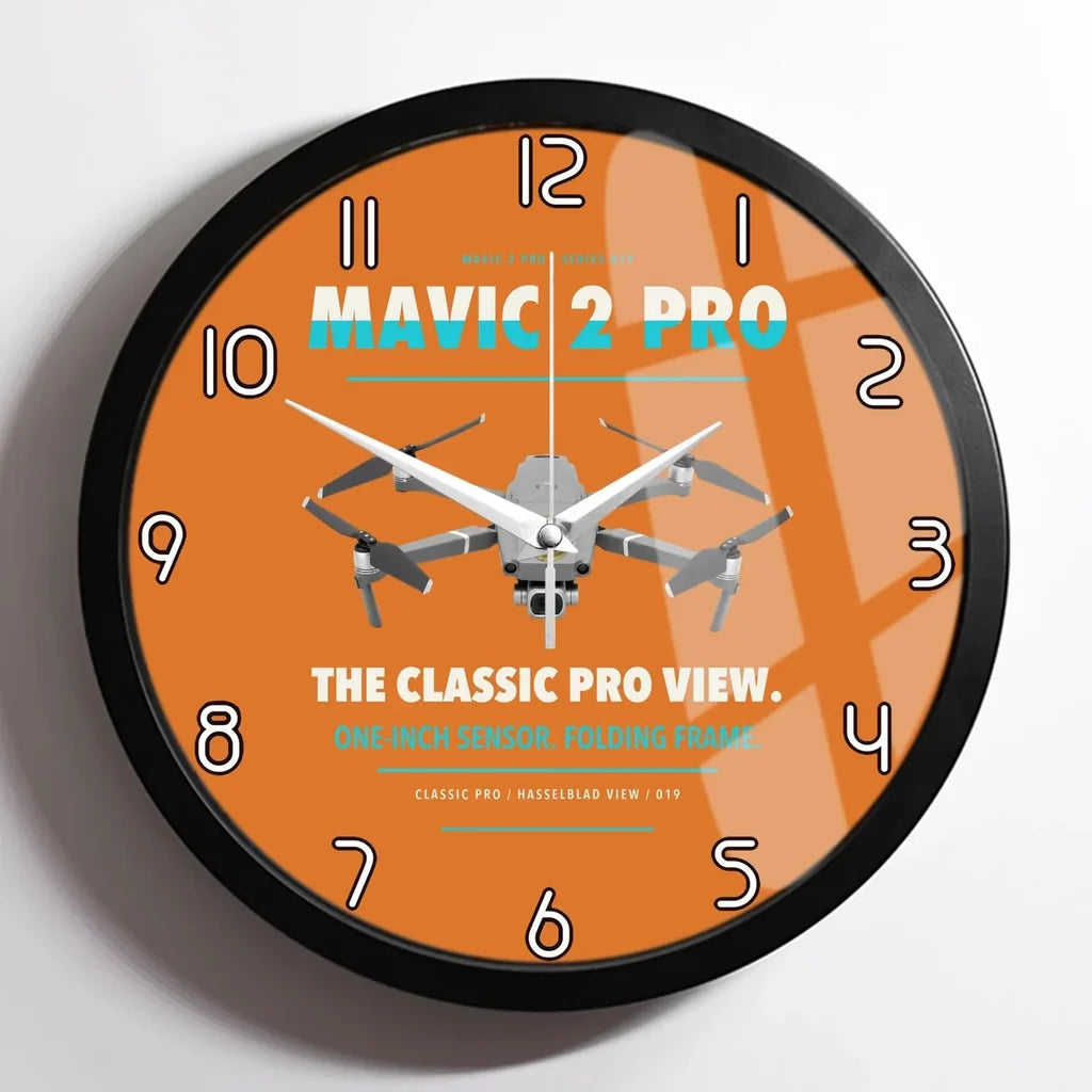 DJI Mavic 2 Pro design on orange framed wall clock