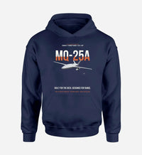 Thumbnail for MQ-25A STINGRAY design on navy blue double-side hoodie, single-side print