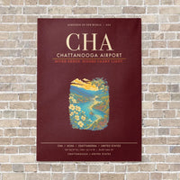Thumbnail for Chattanooga Airport CHA - Canvas Framed - Dark Red