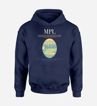 Thumbnail for Montpellier–Méditerranée Airport (MPL) design on navy blue hoodie single-side print