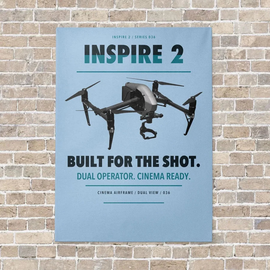 DJI Inspire 2 vertical canvas print - no frame - light blue background