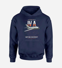 Thumbnail for Dassault Mystère IV A design on navy blue double-side hoodie, single-side print