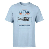 Thumbnail for Sikorsky MH-60S Seahawk design on light blue t-shirt, single-side print