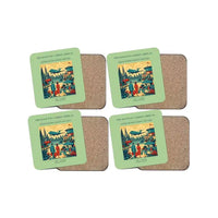 Thumbnail for The Rooftop Garden Arrival - Designed Coasters design on light green 4-pieces-set