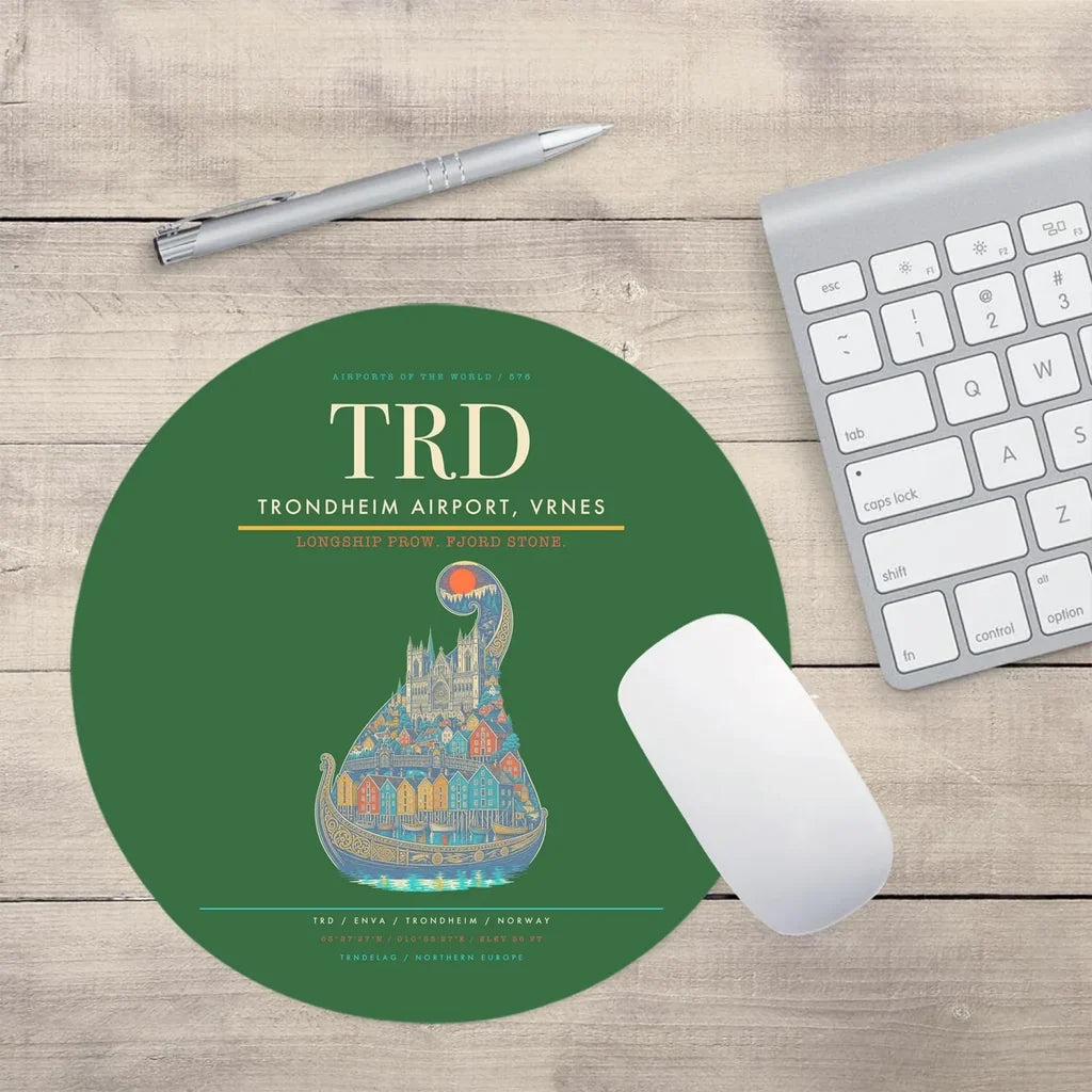 Trondheim Airport Vrnes TRD Mouse-Pad Round - Green