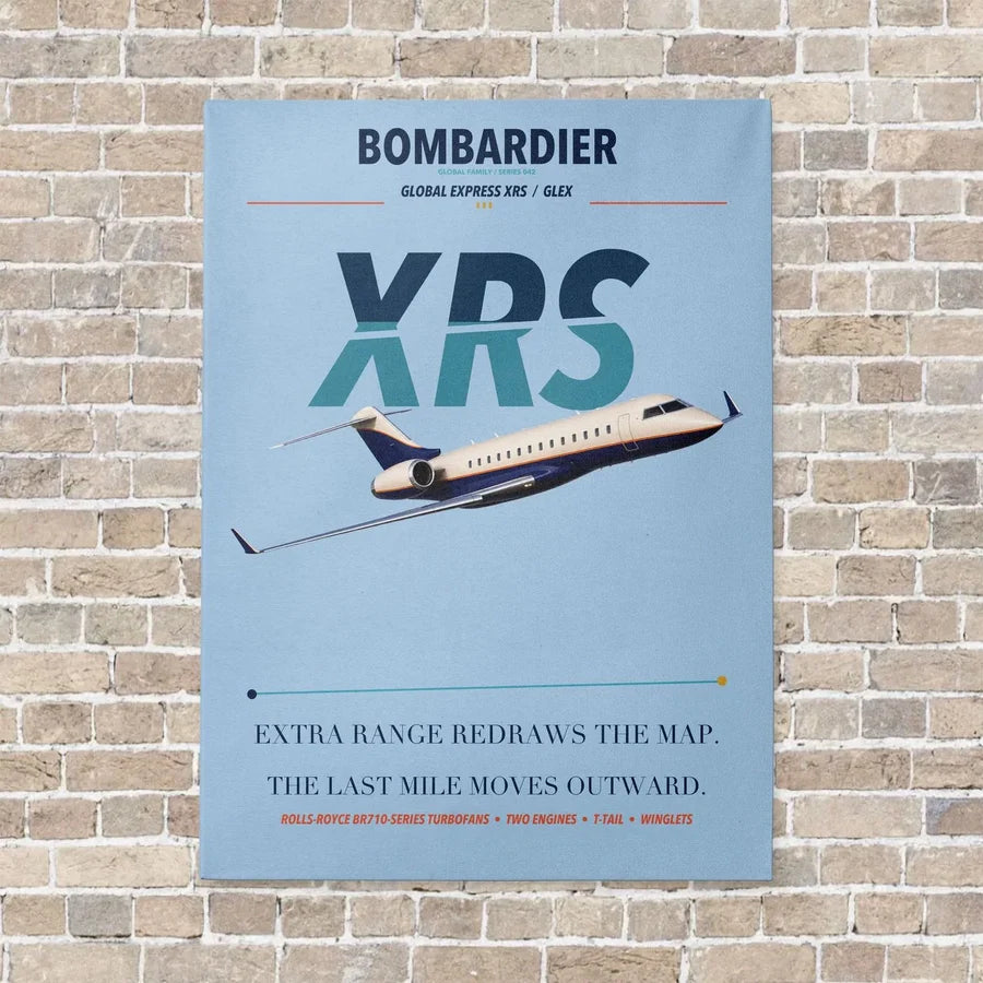 Bombardier Global Express XRS vertical canvas print - no frame - light blue background