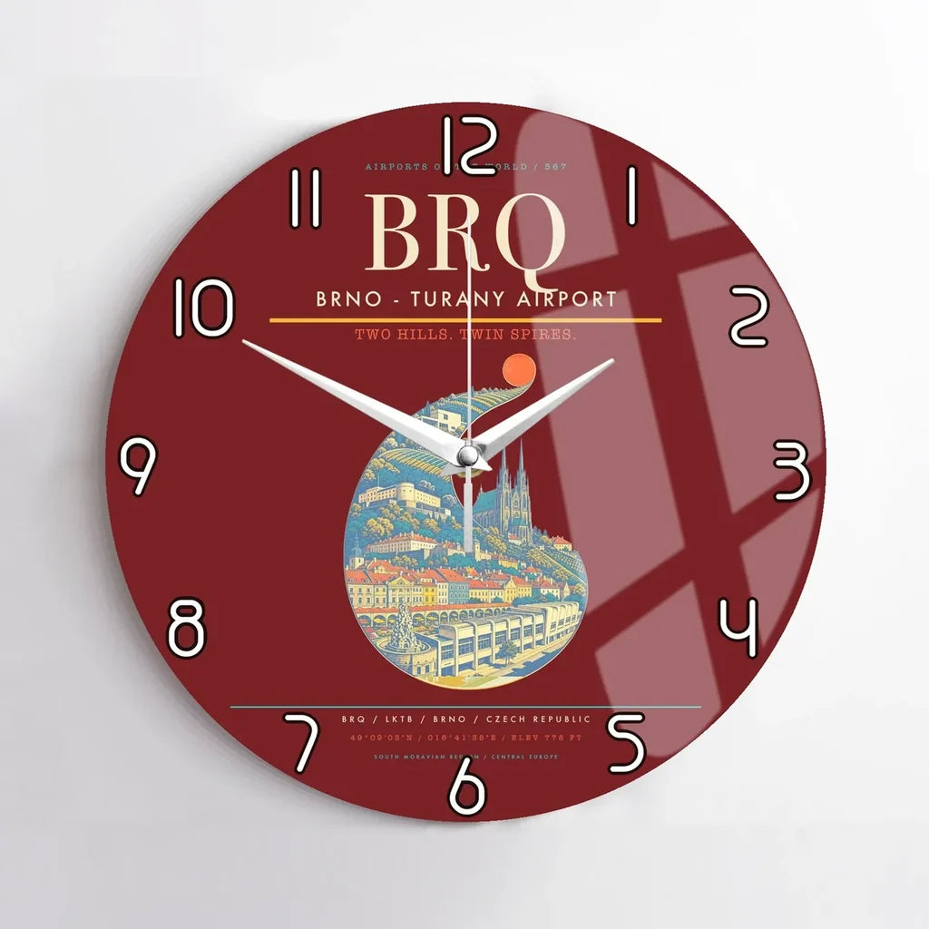 Brno - Turany Airport BRQ Wall-Clock No-Frame - Dark Red