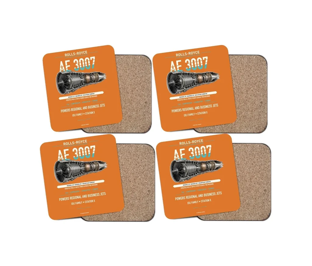 AE 3007 design on orange 4 pieces set coaster