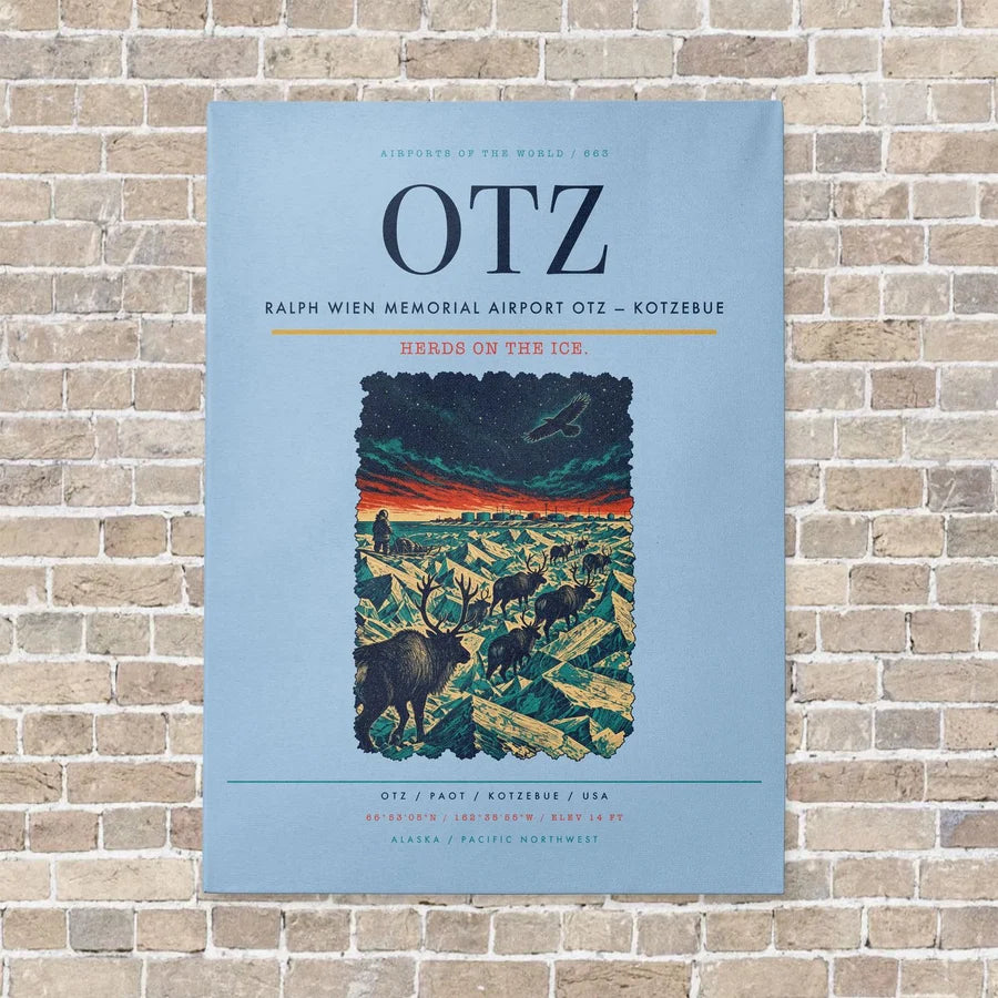 Ralph Wien Memorial Airport OTZ — Kotzebue vertical canvas print - no frame - light blue background