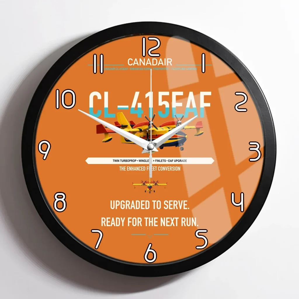 Canadair CL-415EAF design on orange framed wall clock
