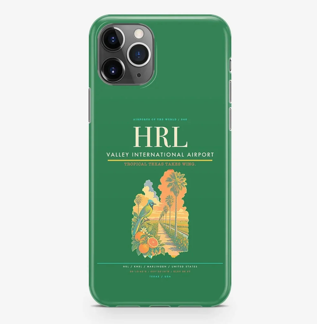 Harlingen Airport (HRL) design on green iPhone 16 Pro MagSafe case