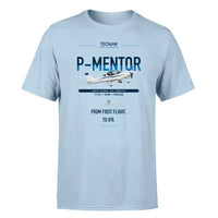 Thumbnail for Tecnam P-Mentor design on light blue t-shirt, single-side print