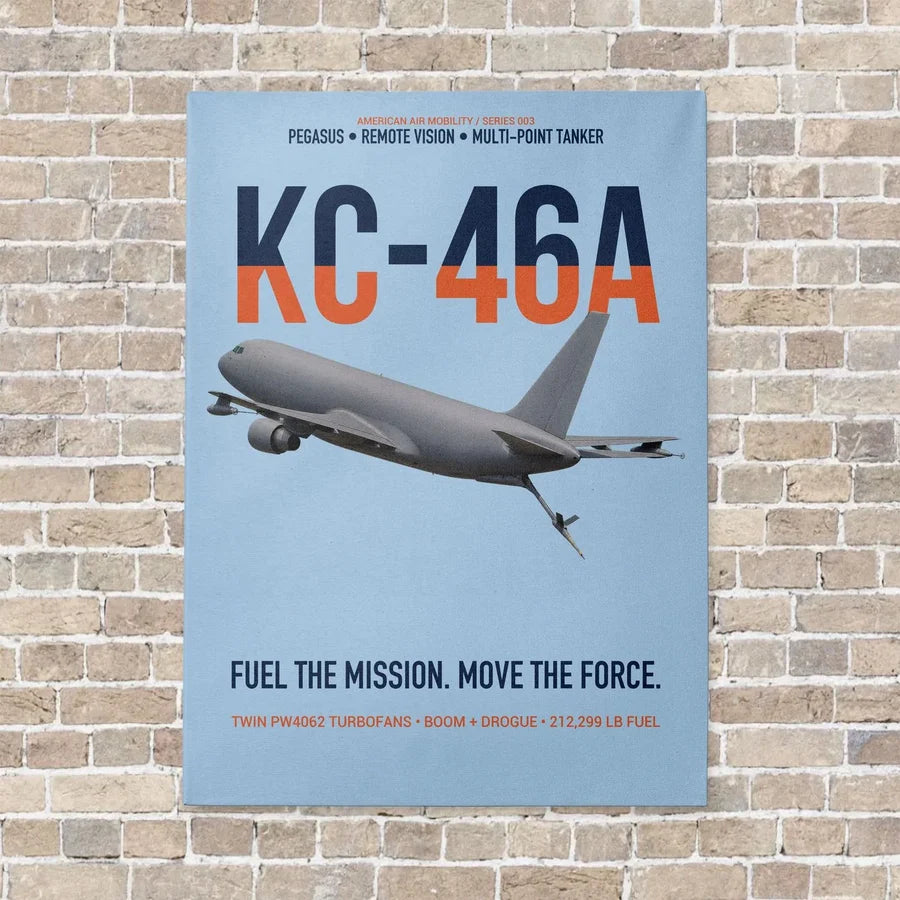 KC-46A PEGASUS vertical canvas print - no frame - light blue background