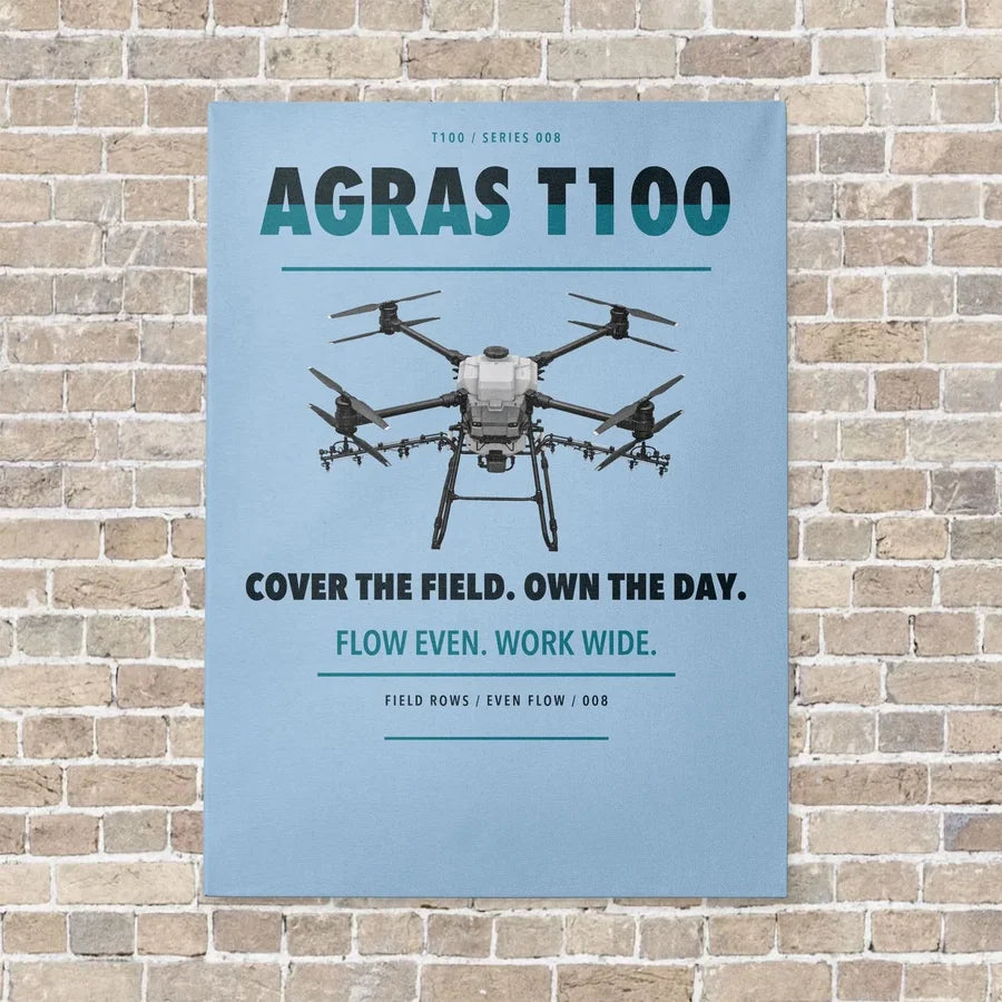 DJI Agras T100 vertical canvas print - no frame - light blue background