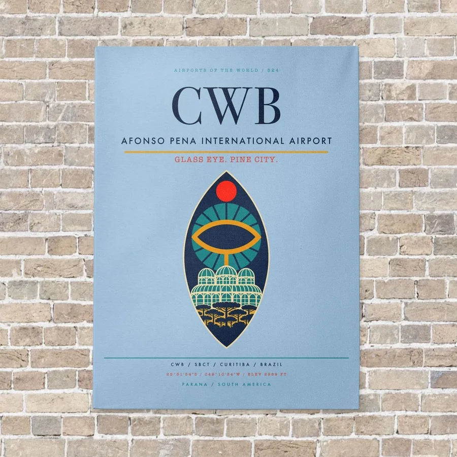 Afonso Pena International Airport CWB vertical canvas print - no frame - light blue background