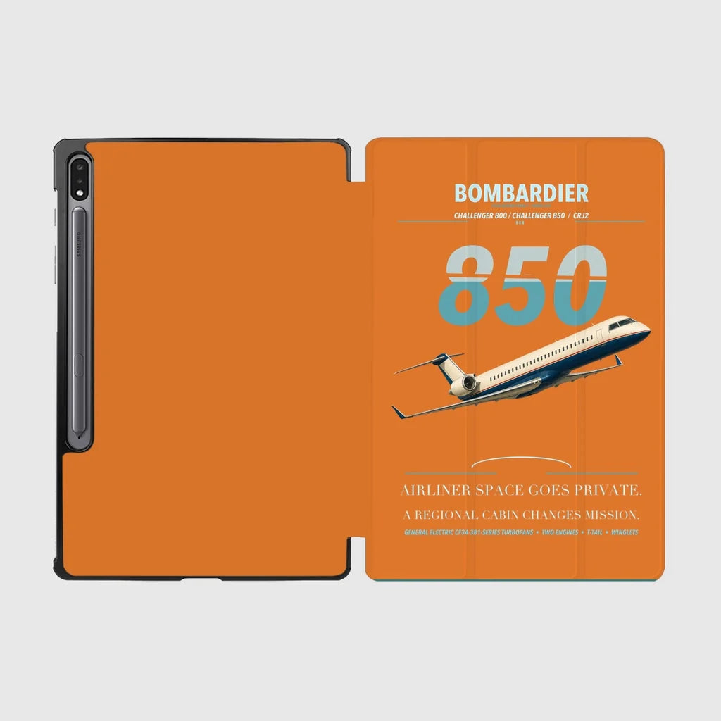 Bombardier Challenger 850 design on orange samsung tablet tablet case