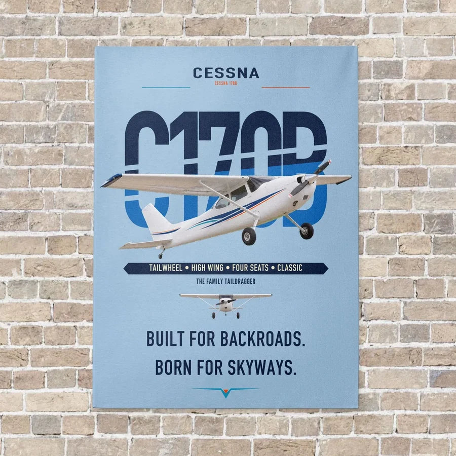 Cessna 170B vertical canvas print - no frame - light blue background