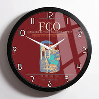 Thumbnail for Rome Leonardo da Vinci Fiumicino Airport FCO Wall-Clock Framed - Dark Red