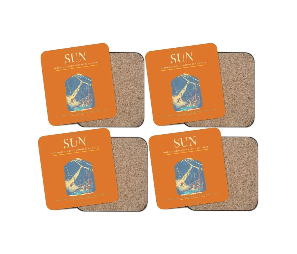Friedman Memorial Airport (SUN) design on orange 4 pieces set coaster
