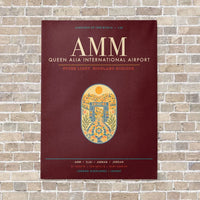 Thumbnail for Queen Alia International Airport AMM - Canvas Framed - Dark Red