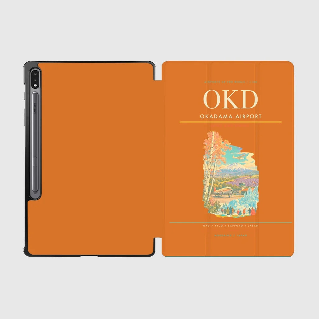 Okadama Airport (OKD) design on orange samsung tablet tablet case