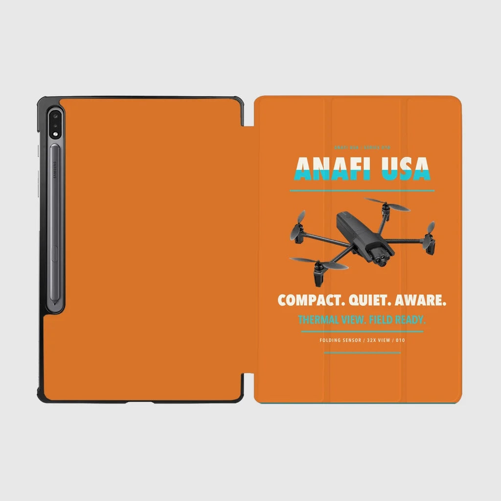 Parrot ANAFI USA design on orange samsung tablet tablet case