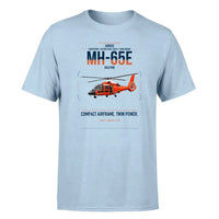 Thumbnail for Airbus MH-65E Dolphin design on light blue t-shirt, single-side print