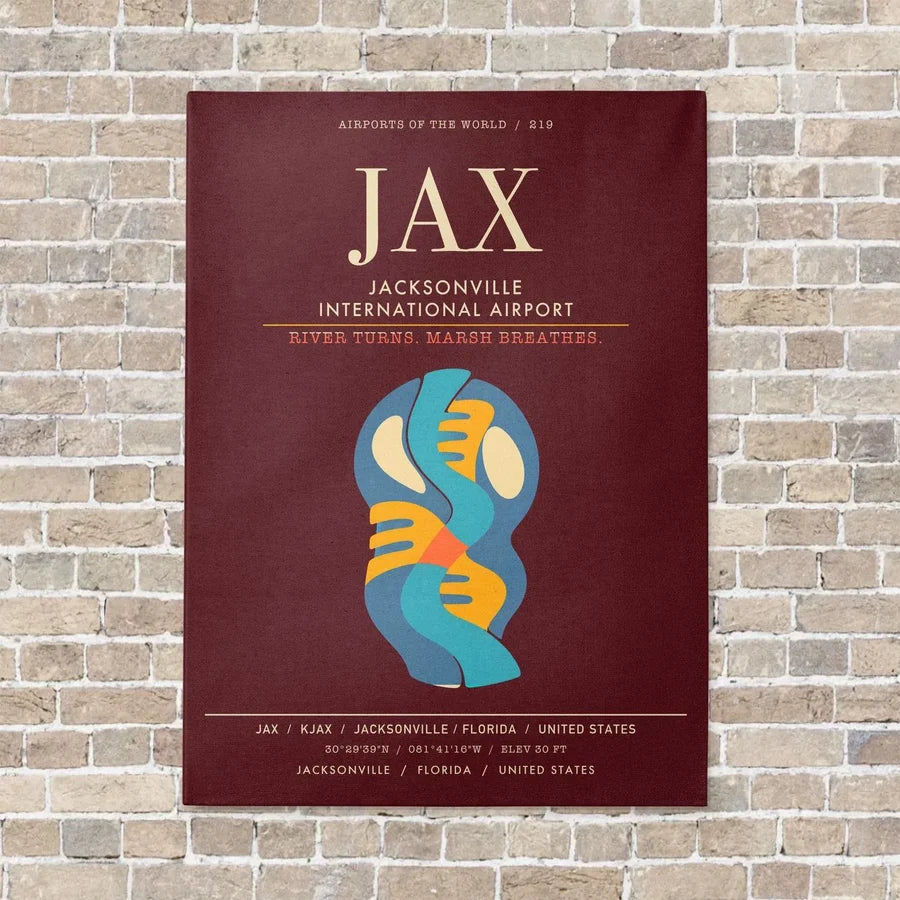 Jacksonville International Airport JAX - Canvas Framed - Dark Red