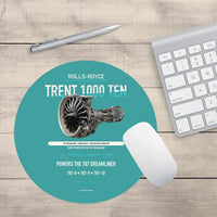Thumbnail for TRENT 1000 TEN design on turquoise round mouse pad