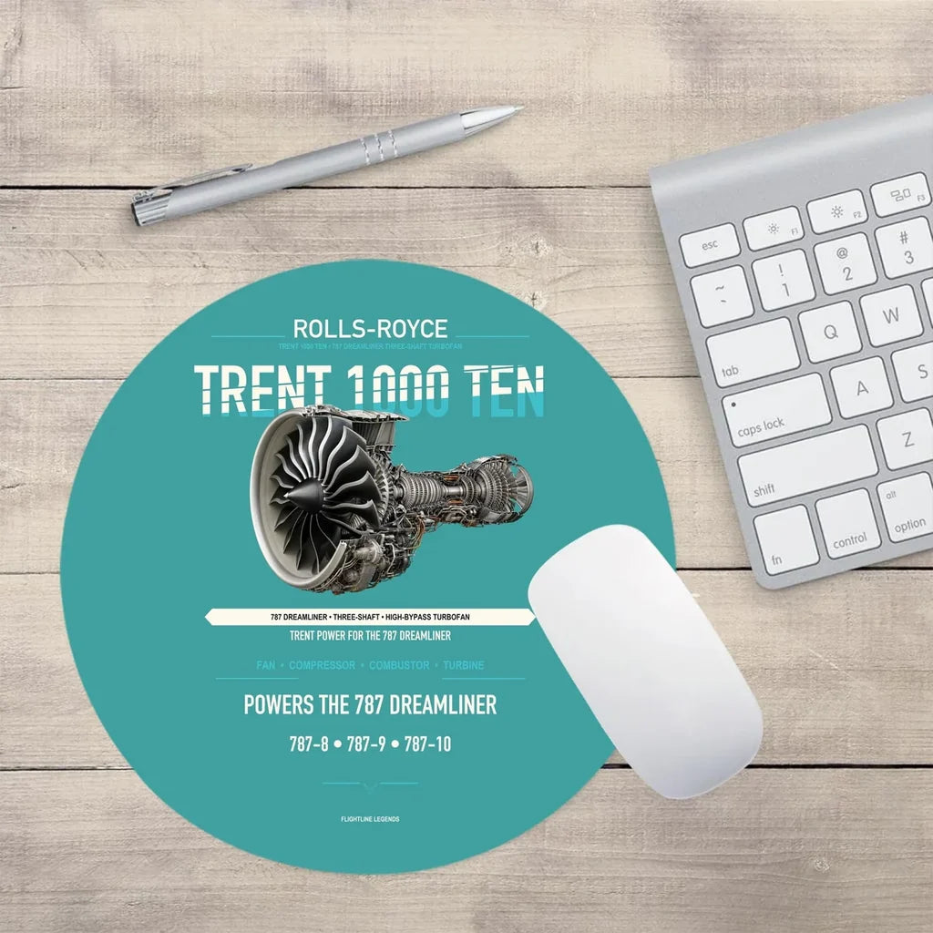 TRENT 1000 TEN design on turquoise round mouse pad