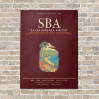 Thumbnail for Santa Barbara Airport SBA - Canvas Framed - Dark Red