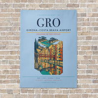 Thumbnail for Girona–Costa Brava Airport GRO vertical canvas print - no frame - light blue background
