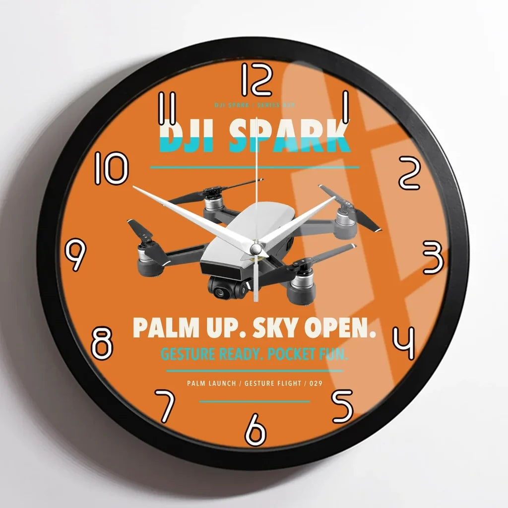 DJI Spark design on orange framed wall clock
