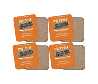 Thumbnail for PW127M design on orange 4 pieces set coaster