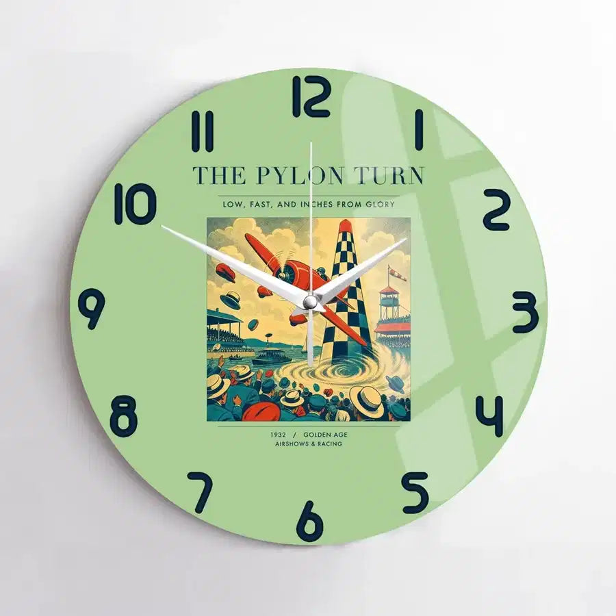 VINTAGE G4156 - The Pylon Turn - Designed Wall Clocks design on lightgreen no-frame
