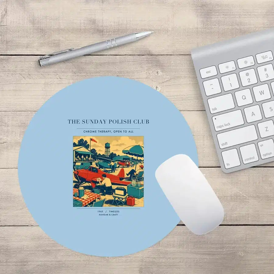 VINTAGE G4436 - The Sunday Polish Club - Designed Mouse Pads design on lightblue round
