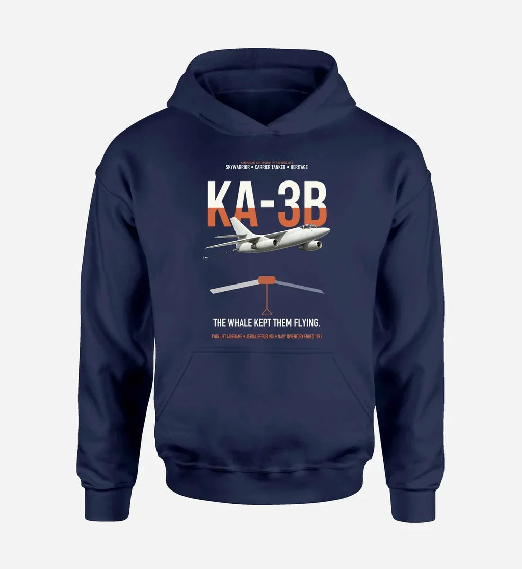 KA-3B Skywarrior design on navy blue double-side hoodie, single-side print