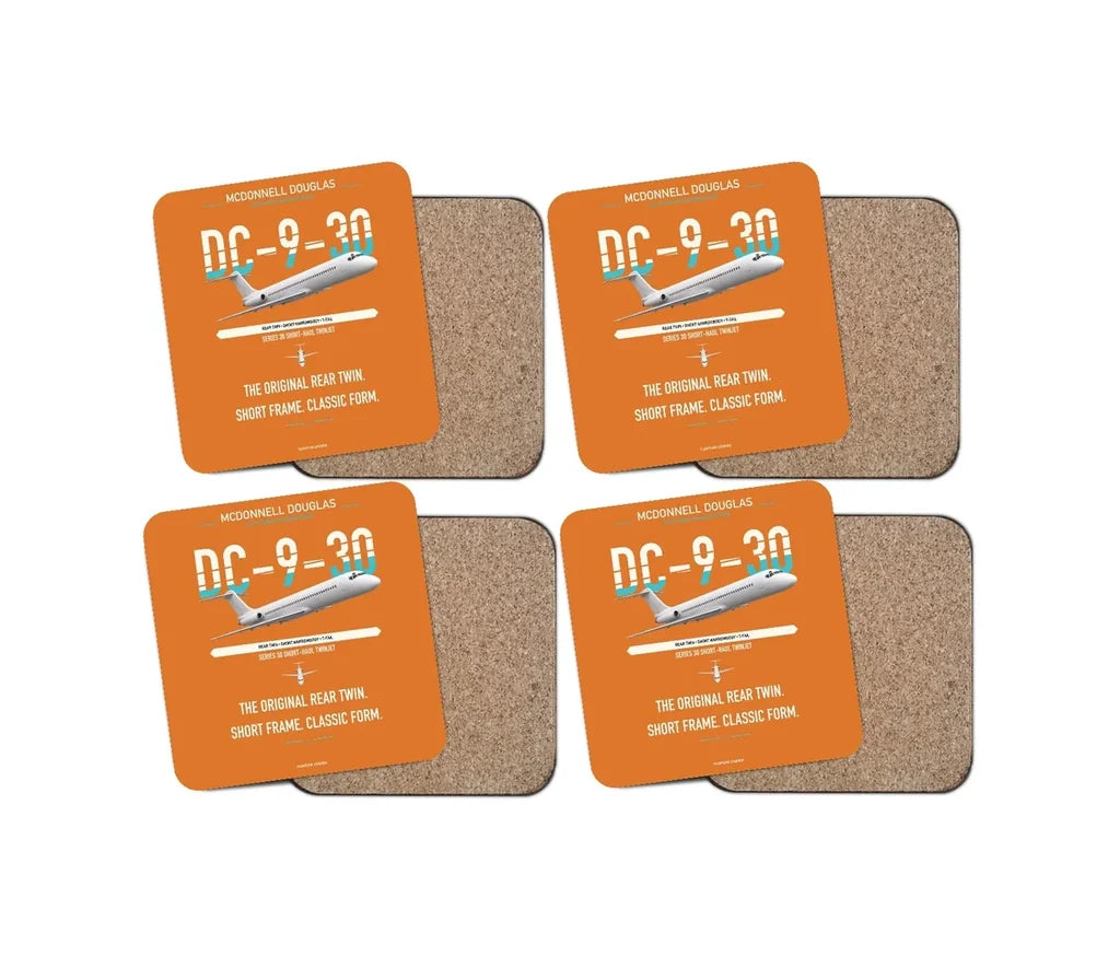 McDonnell Douglas DC-9-30 design on orange 4 pieces set coaster