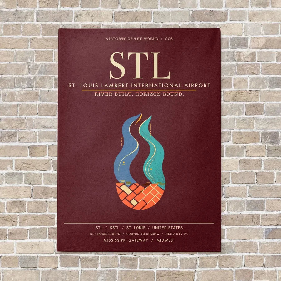 St. Louis Lambert International Airport STL - Canvas Framed - Dark Red