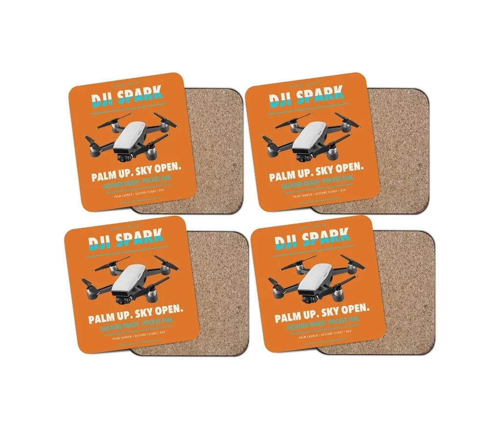 DJI Spark design on orange 4 pieces set coaster