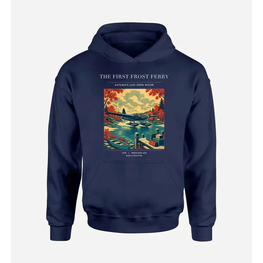 VINTAGE G4433 - The First Frost Ferry - Premium Hoodie design on navyblue premium