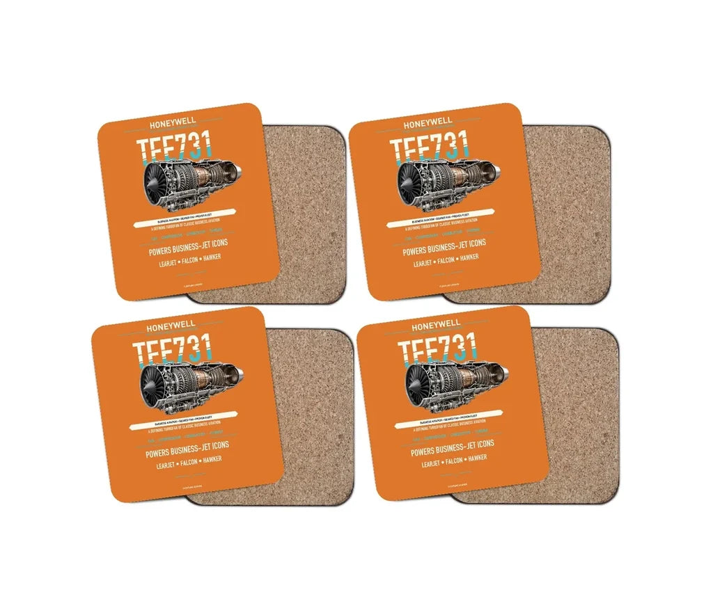 TFE731 design on orange 4 pieces set coaster