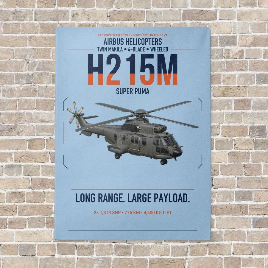 Airbus H215M vertical canvas print - no frame - light blue background