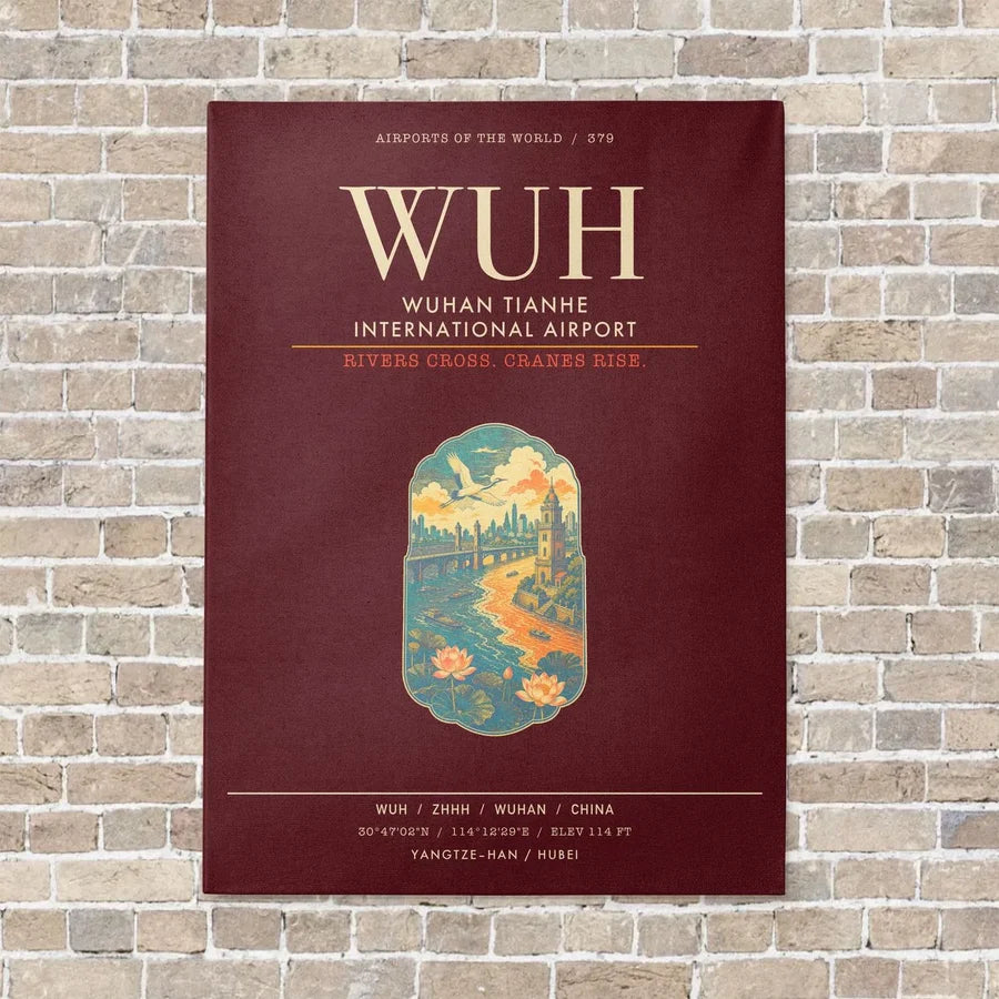 Wuhan Tianhe International Airport WUH - Canvas Framed - Dark Red