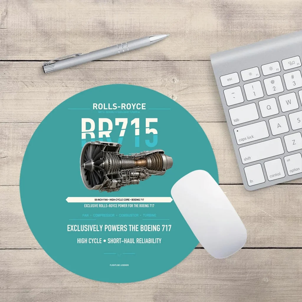 BR715 design on turquoise round mouse pad