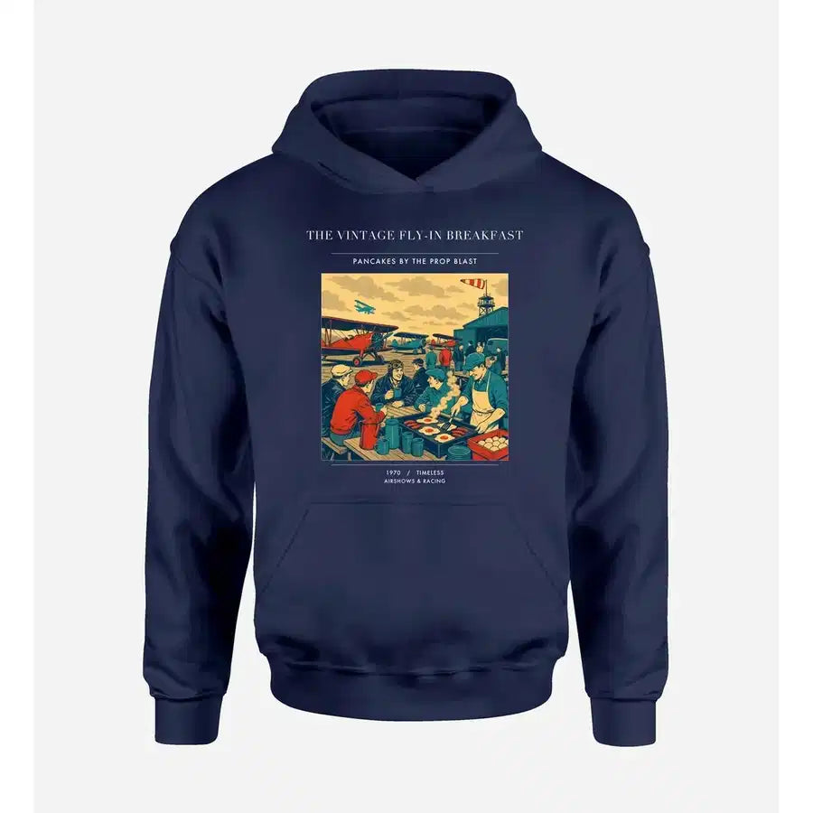 VINTAGE G4487 - The Vintage Fly-In Breakfast - Premium Hoodie design on navyblue premium