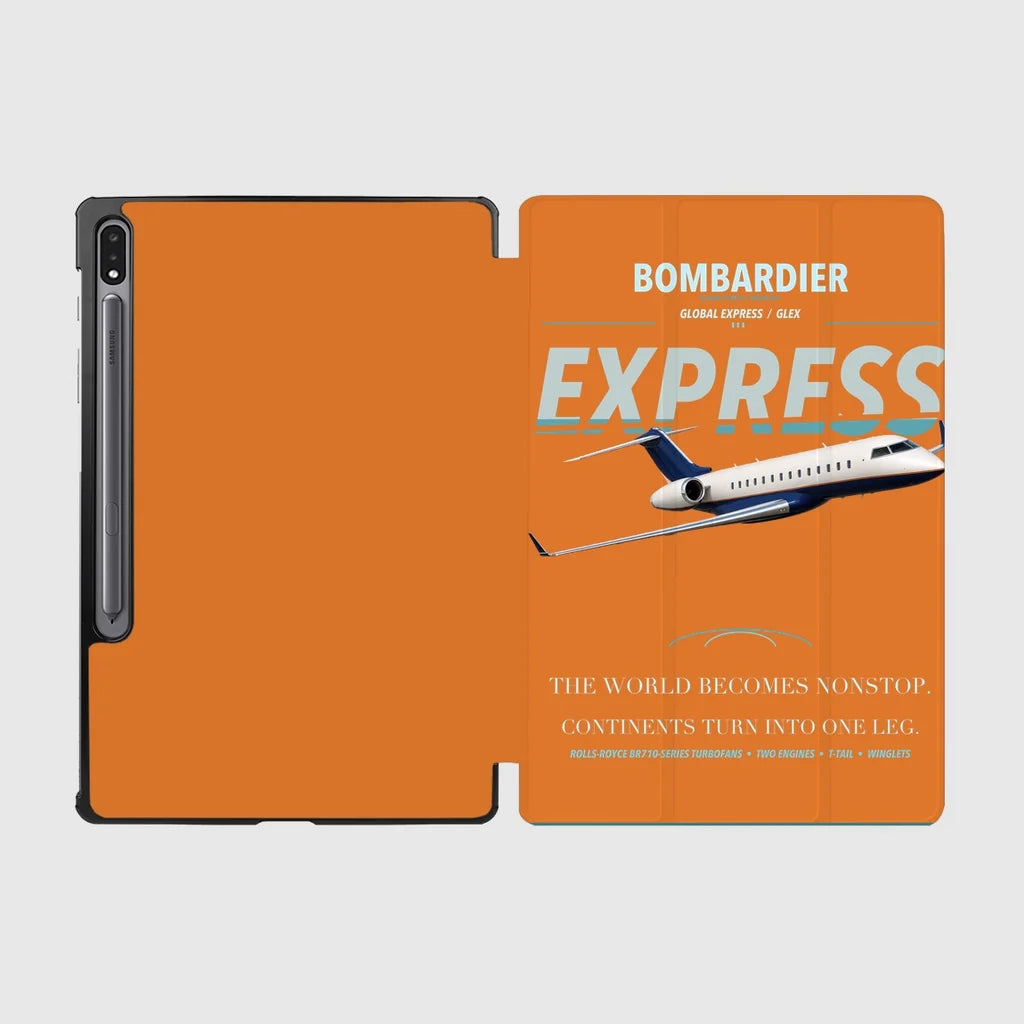Bombardier Global Express design on orange samsung tablet tablet case