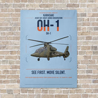 Thumbnail for Kawasaki OH-1 vertical canvas print - no frame - light blue background
