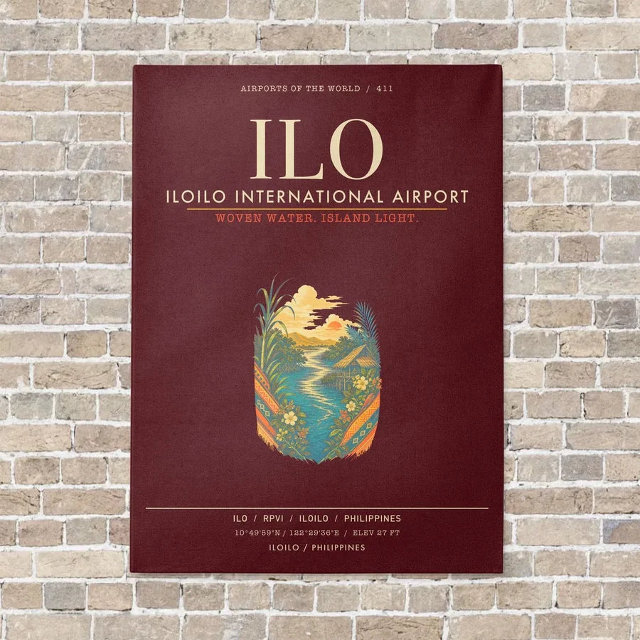 Iloilo International Airport ILO - Canvas Framed - Dark Red